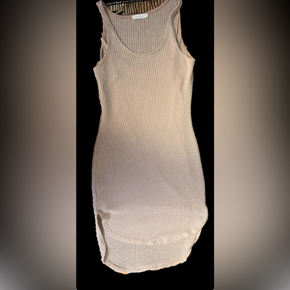 Honey Punch Midi Sweater Dress Midi Tan (M)